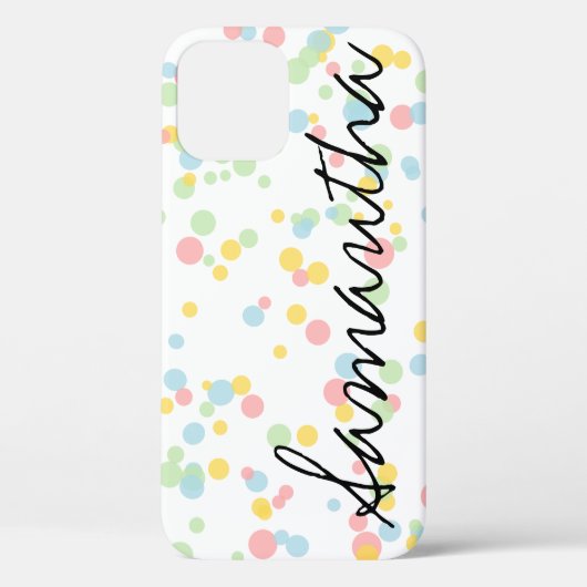 Persoonlijk confetti punt patroon iPhone 12 hoesje (Achterkant)