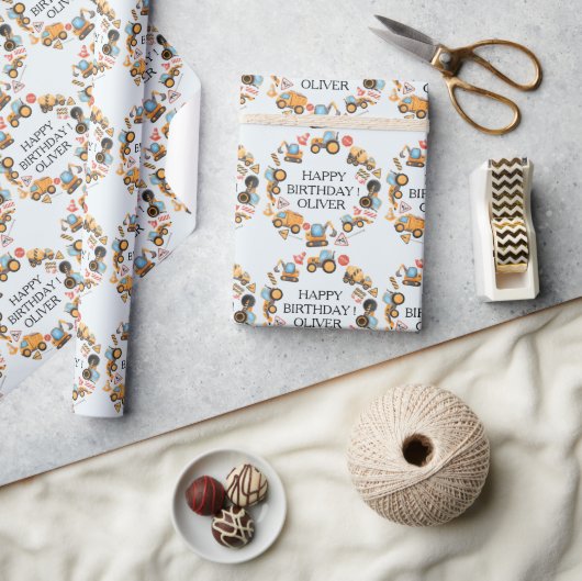 Persoonlijk constructiethema verjaardagsfeest cadeaupapier (Crafts)