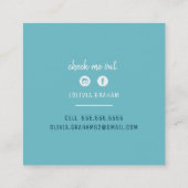 PERSOONLIJK CONTACT vetgedrukte rand aqua donkerbl Vierkante Visitekaartje (Achterkant)