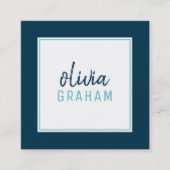 PERSOONLIJK CONTACT vetgedrukte rand aqua donkerbl Vierkante Visitekaartje (Voorkant)