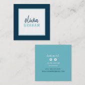 PERSOONLIJK CONTACT vetgedrukte rand aqua donkerbl Vierkante Visitekaartje (Voorkant / Achterkant)