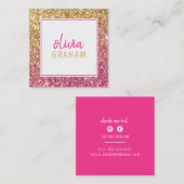 PERSOONLIJK CONTACT vetgedrukte rand hete roze gou Vierkante Visitekaartje (Voorkant / Achterkant)