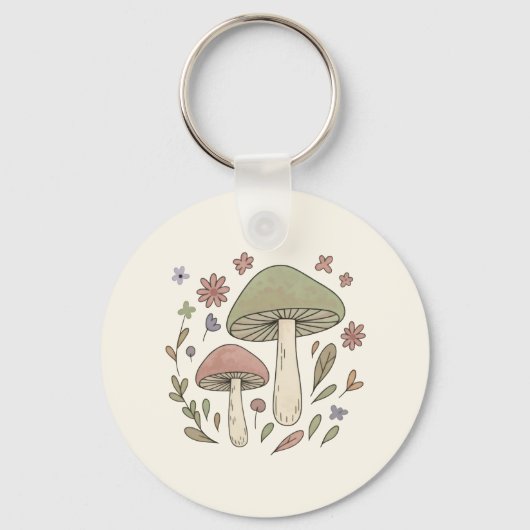 Persoonlijk Cottagecore Paddenstoelen Bloemengesch Sleutelhanger (Voorkant)