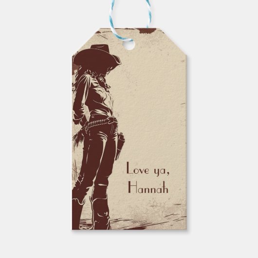 Persoonlijk Cowgirl Western-feest in rustieke stij Cadeaulabel (Voorkant)