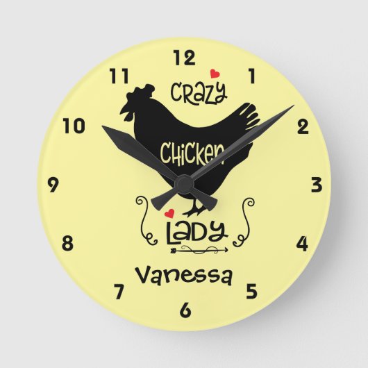 Persoonlijk Crazy Chicken Lady Square of Ronde Klok (Voorkant)