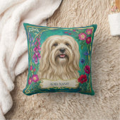 Persoonlijk crèmekleurig Lhasa Apso bloemenkussen Kussen (Deken)