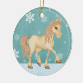 Persoonlijk crèmepaard ~ Winter Forest Kerstmis Keramisch Ornament (Links)