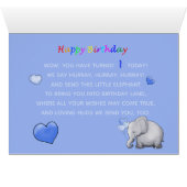 Persoonlijk Cute Baby Elephant 1st Birthday Poem (Binenzijde Horizontaal (Onderkant))