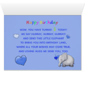 Persoonlijk Cute Baby Elephant 3rd Birthday Poem (Binenzijde Horizontaal (Onderkant))