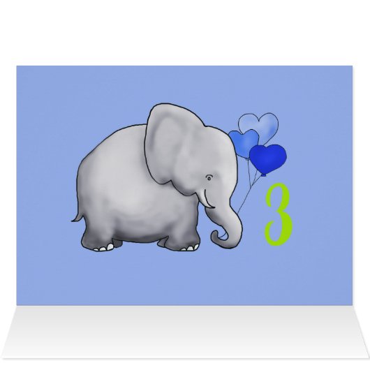 Persoonlijk Cute Baby Elephant 3rd Birthday Poem (Binnen Horizontaal (Boven))