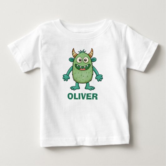 Persoonlijk Cute Green Monster T-shirt (Voorkant)