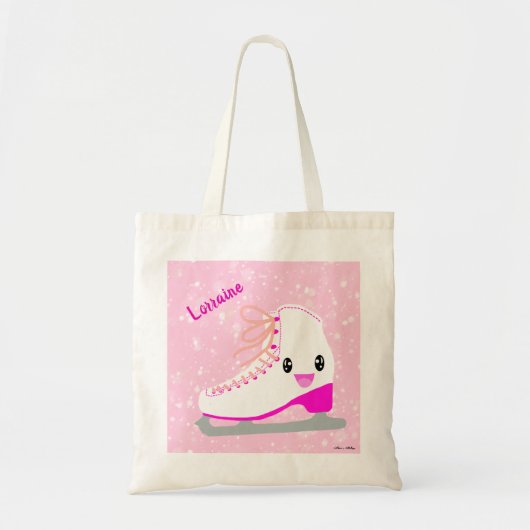 Persoonlijk Cute Ice Schaats Kawaii Roze Skating Tote Bag (Voorkant)