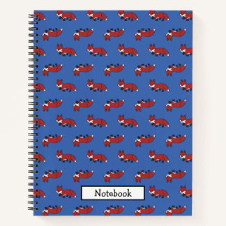 Persoonlijk Cute Little Red Fox Patroon Blauw Notitieboek