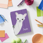 Persoonlijk Cute Llama Paars iPad Pro Cover<br><div class="desc">Met een paarse achtergrondkleur en een merkwaardige Llama,  personaliseer dit hoesje met een naam voor die lamaliefhebber.</div>