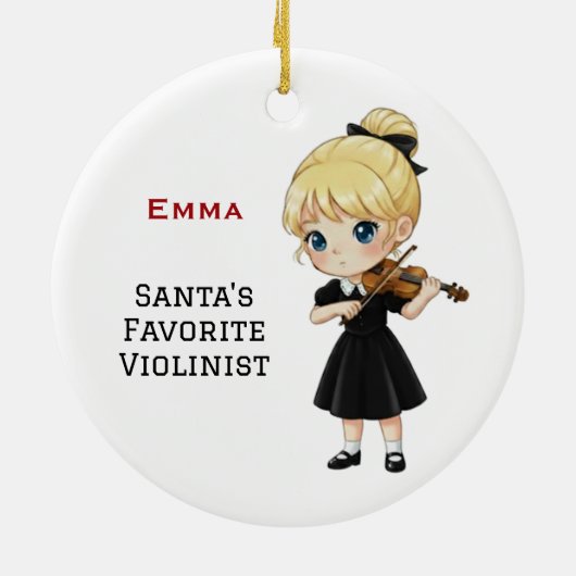 Persoonlijk Cute Meisje dat Viool Speelt Keramisch Ornament (Achterkant)