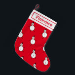 Persoonlijk Cute Snowman Stocking Kleine Kerstsok<br><div class="desc">Deze gepersonaliseerde kerstvoorraad is voorzien van het Snowman-personage van de kerstman.</div>