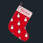 Persoonlijk Cute Snowman Stocking Kleine Kerstsok<br><div class="desc">Deze gepersonaliseerde kerstvoorraad is voorzien van het Snowman-personage van de kerstman.</div>