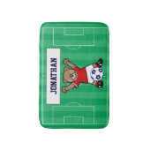 Persoonlijk Cute Soccer Teddy Bear (rood) Badmat (Voorkant Verticaal)