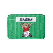 Persoonlijk Cute Soccer Teddy Bear (rood) Badmat (Voorkant)