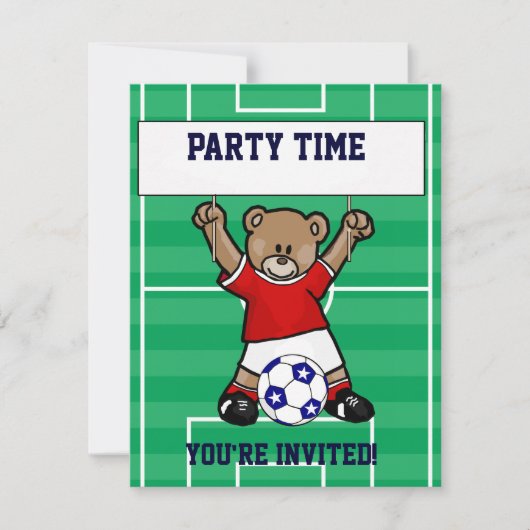 Persoonlijk Cute Soccer Teddy Bear (rood) Kaart (Voorkant)