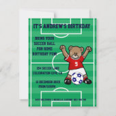 Persoonlijk Cute Soccer Teddy Bear (rood) Kaart (Achterkant)
