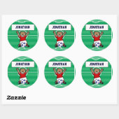 Persoonlijk Cute Soccer Teddy Bear (rood) Ronde Sticker (Vel)