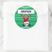 Persoonlijk Cute Soccer Teddy Bear (rood) Ronde Sticker (Tas)