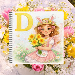 Persoonlijk D Bloemengeschenk voor Meisjes Notitieboek