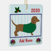Persoonlijk Dachshund - Doxie Puppy Dog - Groen Keramisch Ornament (Rechts)