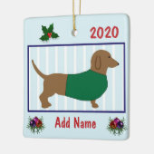 Persoonlijk Dachshund - Doxie Puppy Dog - Groen Keramisch Ornament (Links)