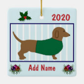 Persoonlijk Dachshund - Doxie Puppy Dog - Groen Keramisch Ornament (Achterkant)