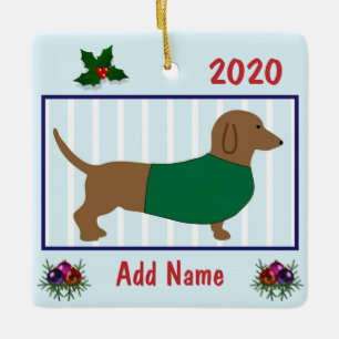 Persoonlijk Dachshund - Doxie Puppy Dog - Groen Keramisch Ornament