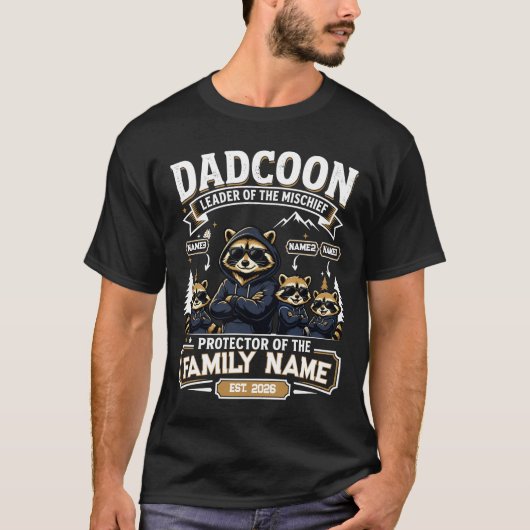 Persoonlijk Dadcoon Wasbeer Vader T-shirt 3 Kinder (Voorkant)