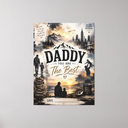Persoonlijk Daddy You Are The Best Canvas Afdruk (Voorkant)