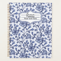 Persoonlijk dagboek met blauwe bloemenprint