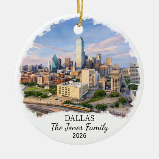 Persoonlijk Dallas-sieraad, Op maat Texas Keramisch Ornament (Voorkant)
