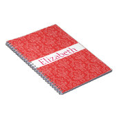 Persoonlijk damastpatroon Roze witte badge Notitieboek (Rechterzijde)