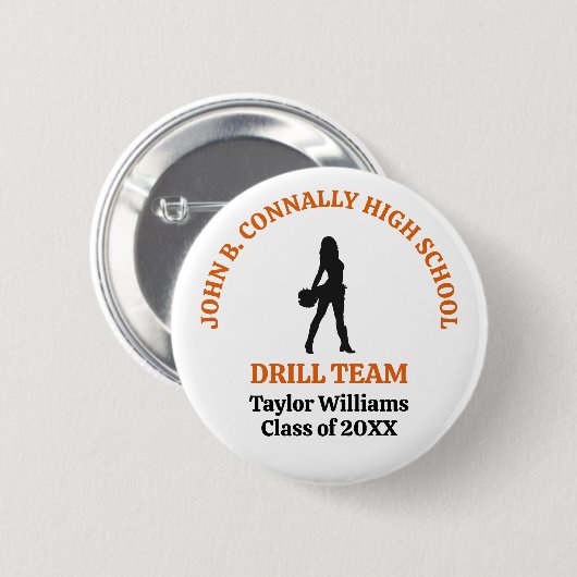 Persoonlijk Danser Orange High School Drill Team Ronde Button 5,7 Cm (Voorkant /achterkant)