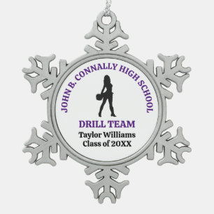 Persoonlijk danseres Purple High School Drill Team Tin Sneeuwvlok Ornament