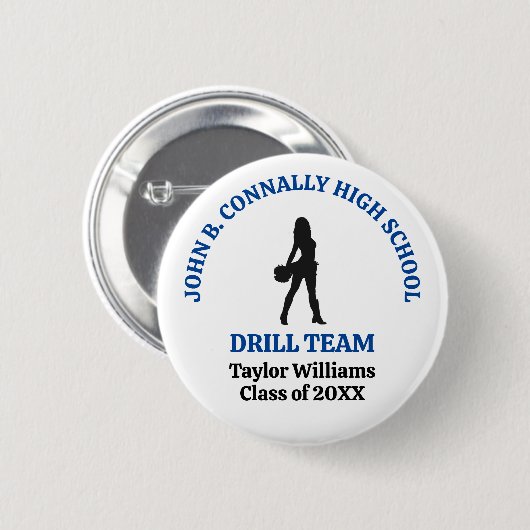 Persoonlijk danseres van het drillteam van de Blue Ronde Button 5,7 Cm (Voorkant /achterkant)