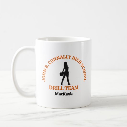 Persoonlijk danseres van het drillteam van Orange Koffiemok (Links)