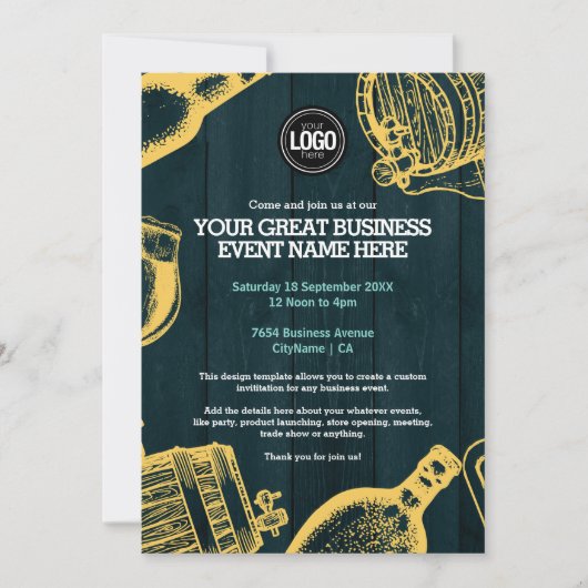 Persoonlijk Dark Green Brewery Theme Uitnodiging (Voorkant)