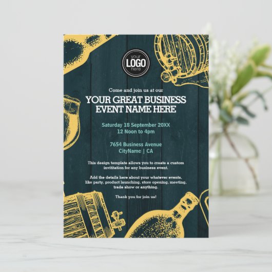 Persoonlijk Dark Green Brewery Theme Uitnodiging (Staand voorkant)