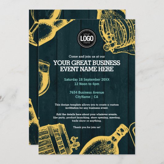 Persoonlijk Dark Green Brewery Theme Uitnodiging (Voorkant / Achterkant)