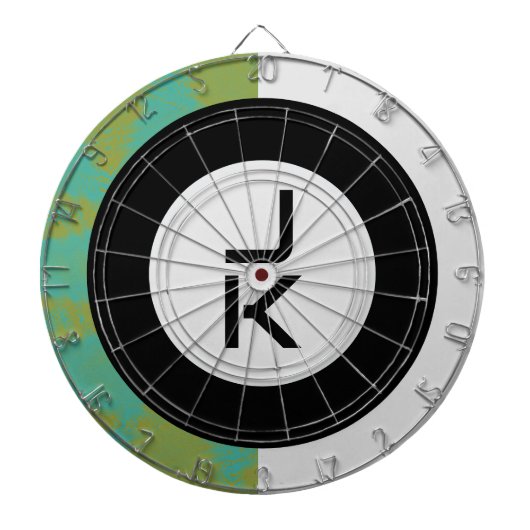 Persoonlijk Dartbord met Groene Zwarte Monogram (Voorkant)