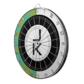 Persoonlijk Dartbord met Groene Zwarte Monogram (Voorkant Rechts)