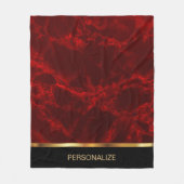 Persoonlijk Deep Red Marble en Gold Fleece Deken (Voorkant)