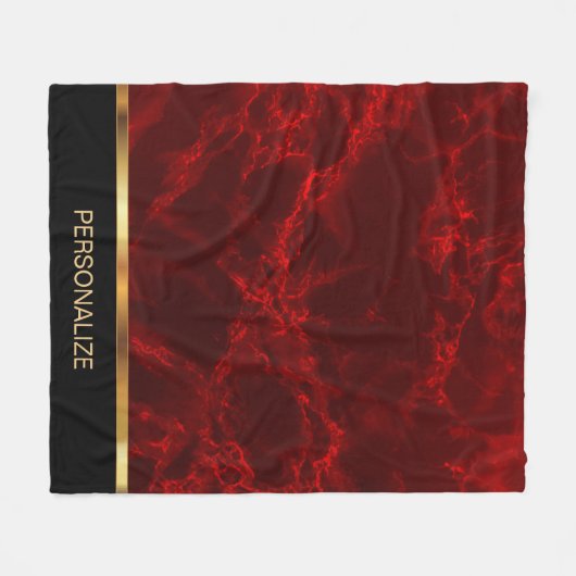Persoonlijk Deep Red Marble en Gold Fleece Deken (Voorkant (Horizontaal))