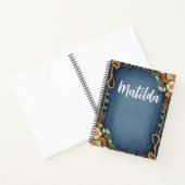 Persoonlijk denim en bloemen frame notitieboek (Binnen)