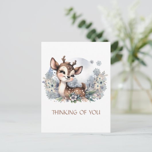 Persoonlijk "Denk aan jou" winter lief hert Briefkaart (Staand voorkant)